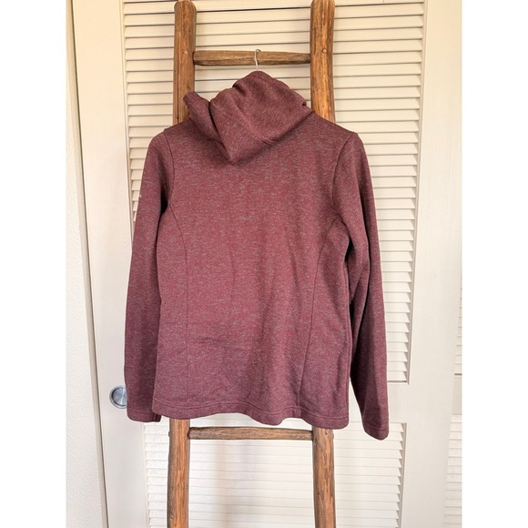 Columbia Womens Sweater Pullover Hoodie Button Neck Maroon Heathered M - Picture 2 of 3